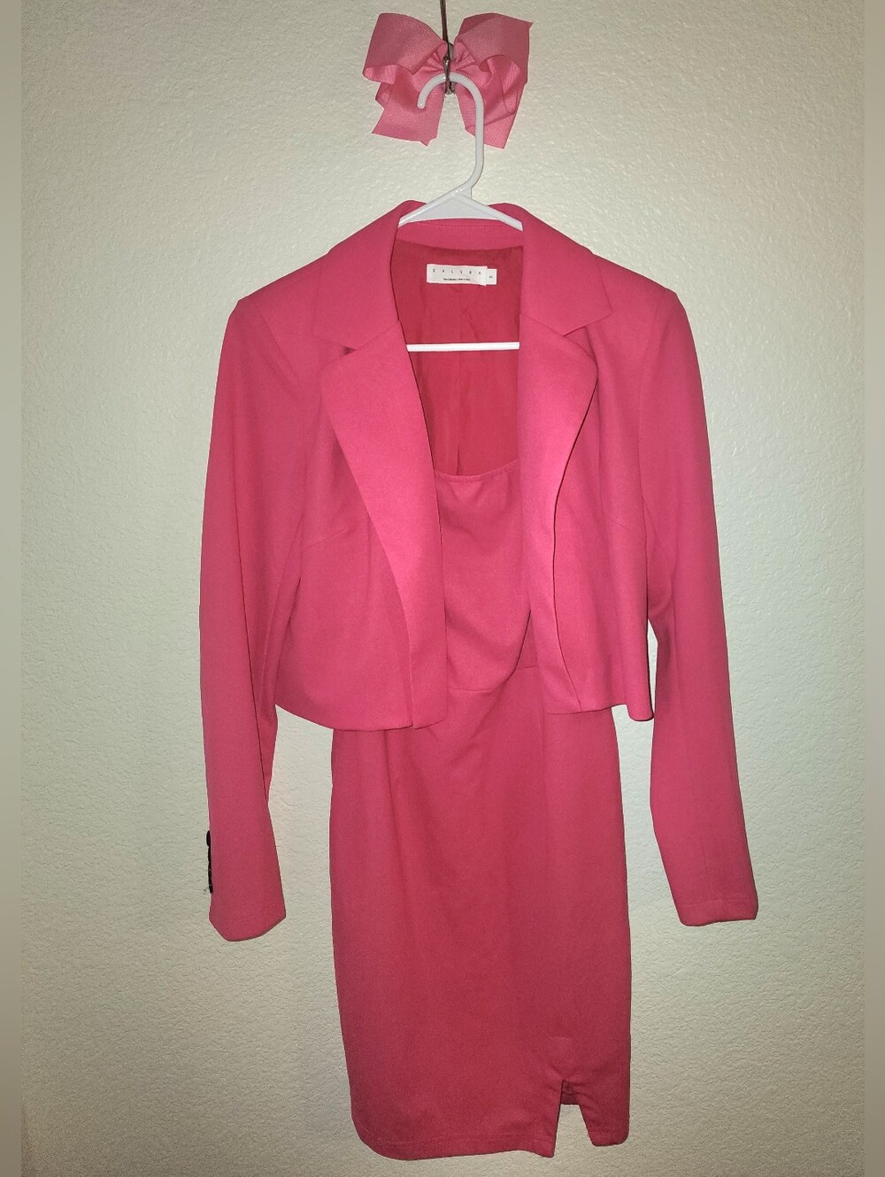 Barbiecore Midi Dress with Cropped Blazer - Pink